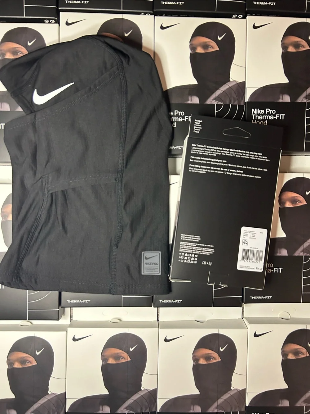 Nike Black Therma-FIT Balaclava Hood with White Swoosh